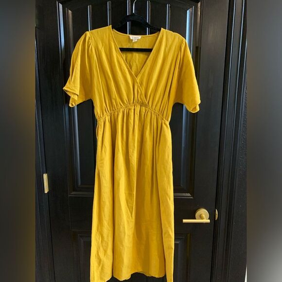 Dresses & Skirts - The Korner Mustard Yellow Linen Dress | Small